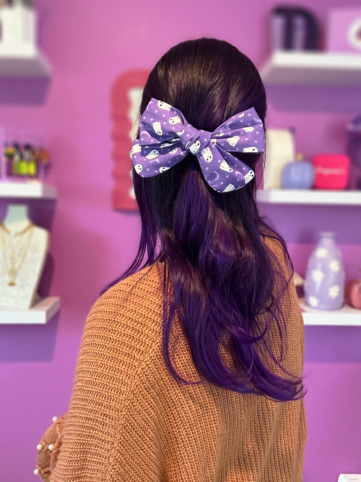 Purple Cute Ghost Hair Clip Bow