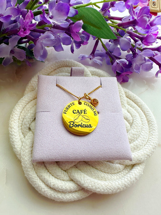 PRE ORDER Fuerte Como Mi Café Boricua Stainless Steel Necklace