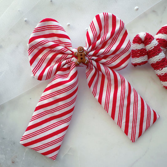 Candy Cane Large Hair Bow