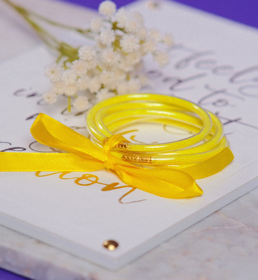 jelly bangles, yellow jelly bangles, yellow bracelets