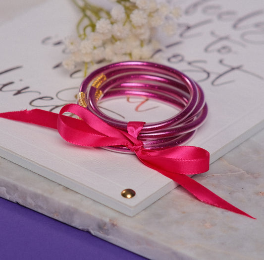 Fuchsia Jelly Bangles Set