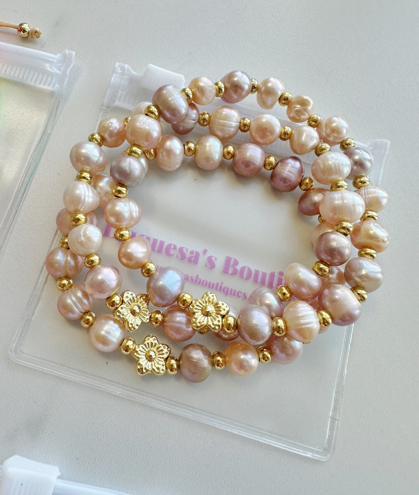 Blossom Pink Pearls Bracelet