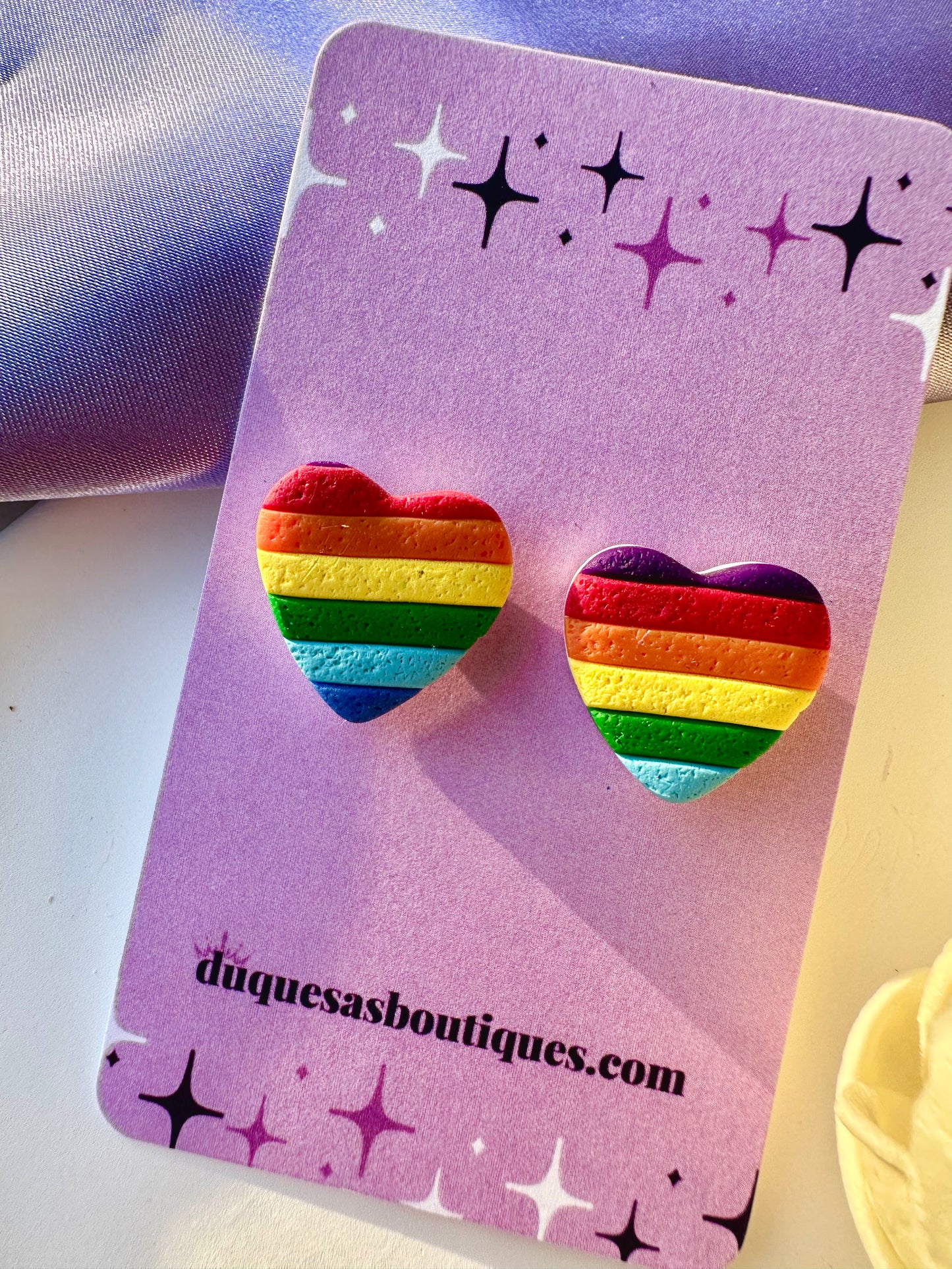 Rainbow Hearts Stud Earrings