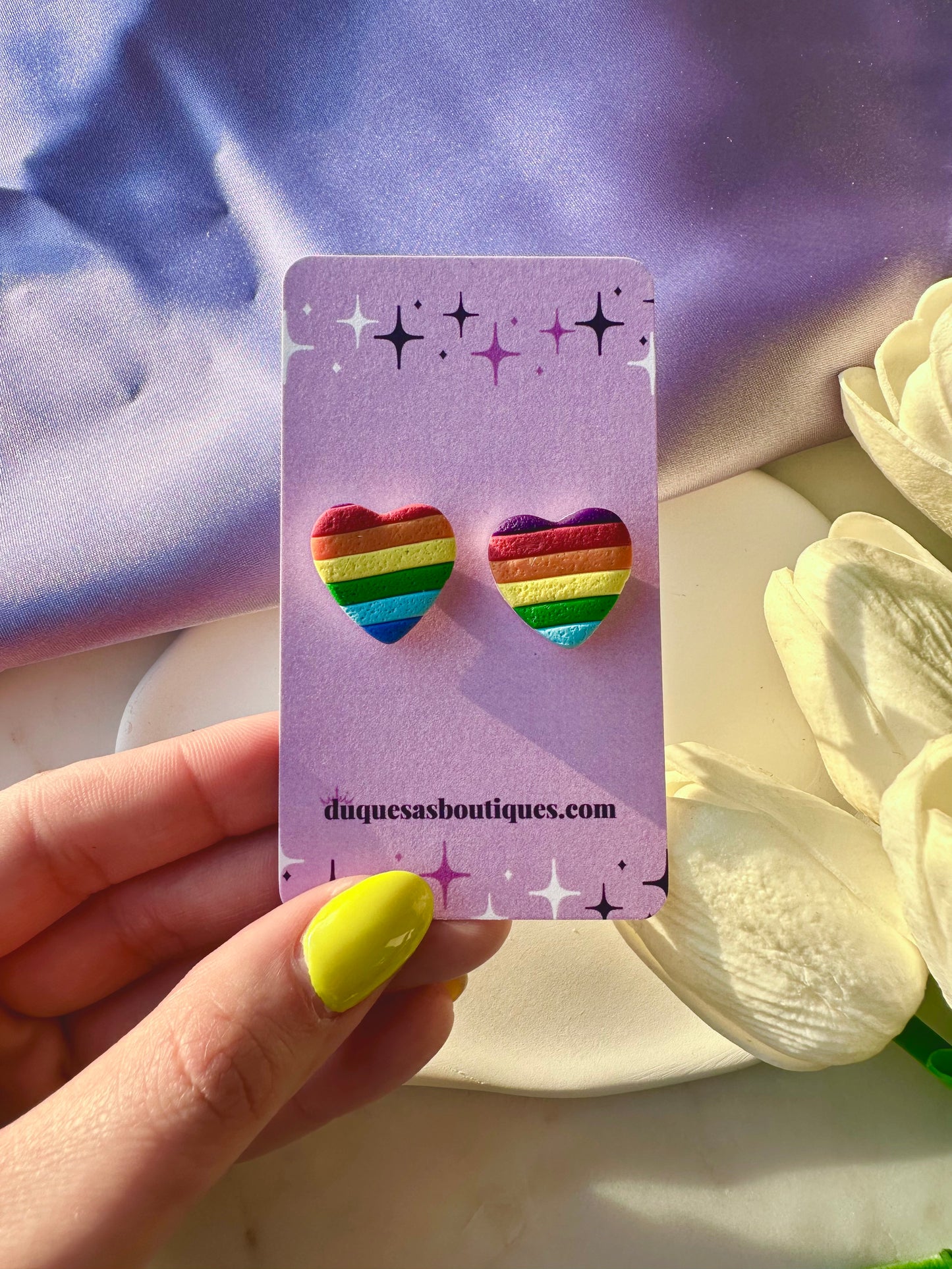 Rainbow Hearts Stud Earrings