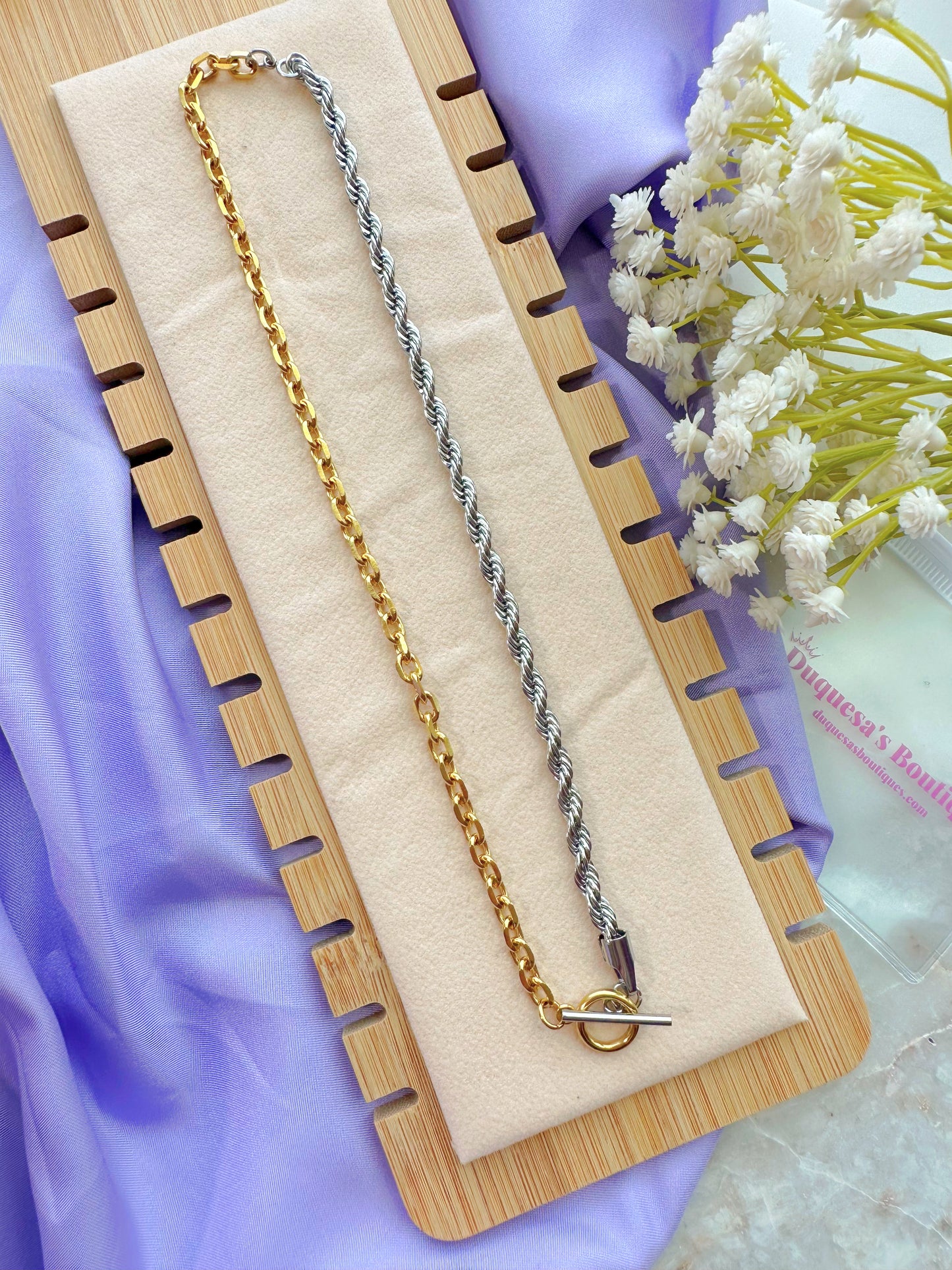 Two Toned Retro Chain Stainless Steel Necklace