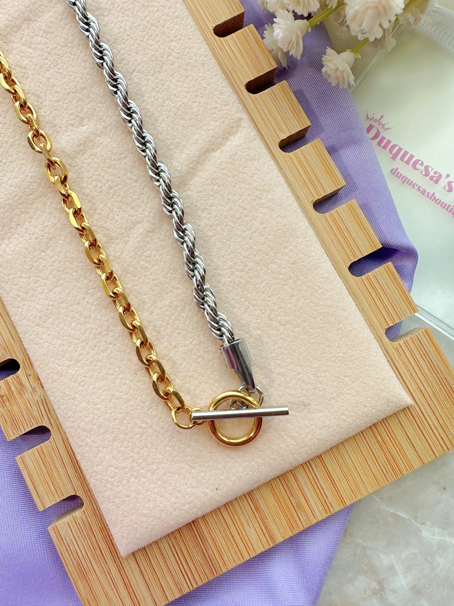 Two Toned Retro Chain Stainless Steel Necklace