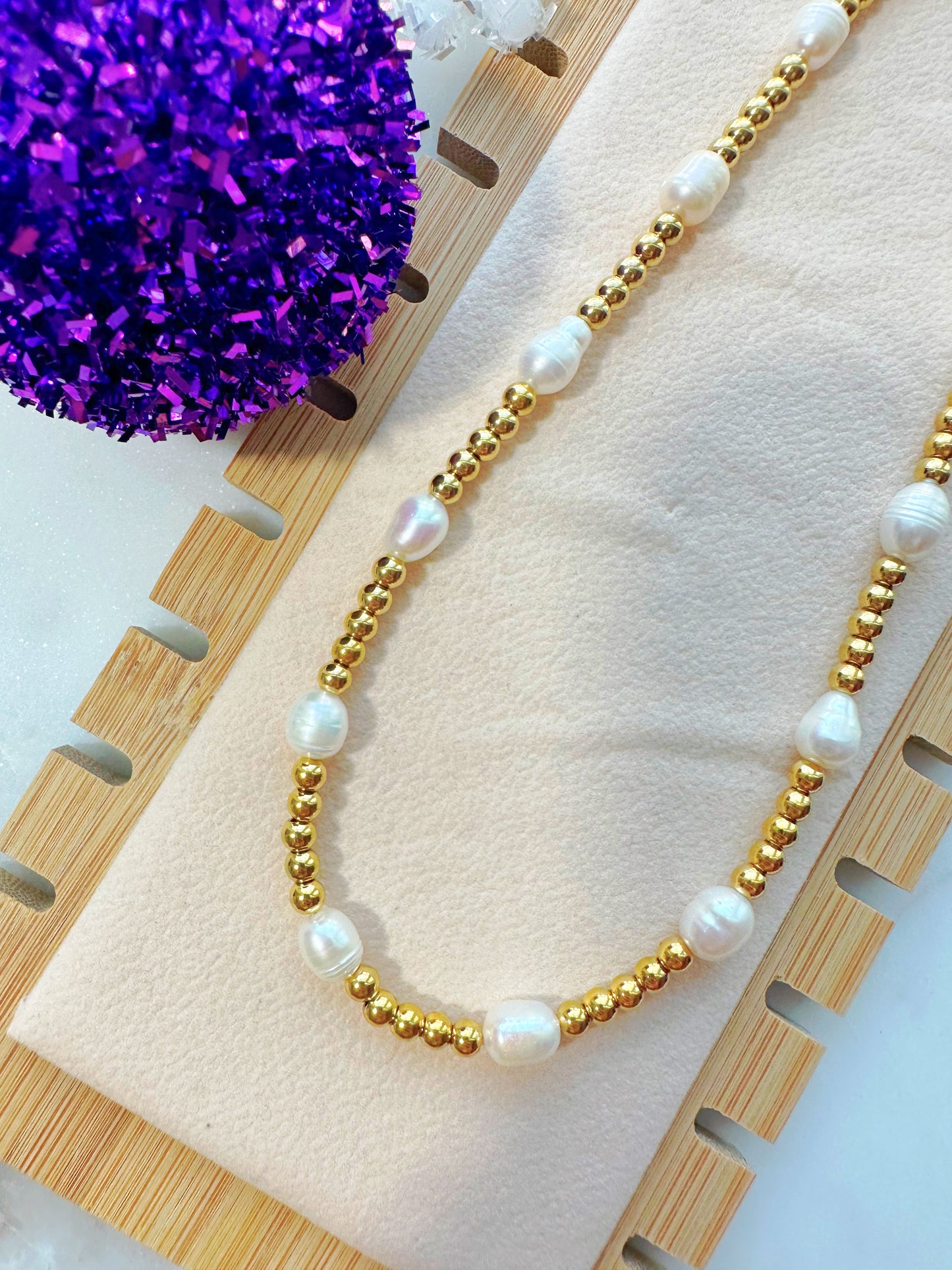 Gingerbread Glam Pearls Necklace