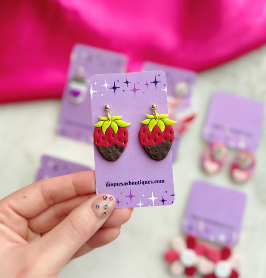 Chocolate Strawberries Dangle Earrings