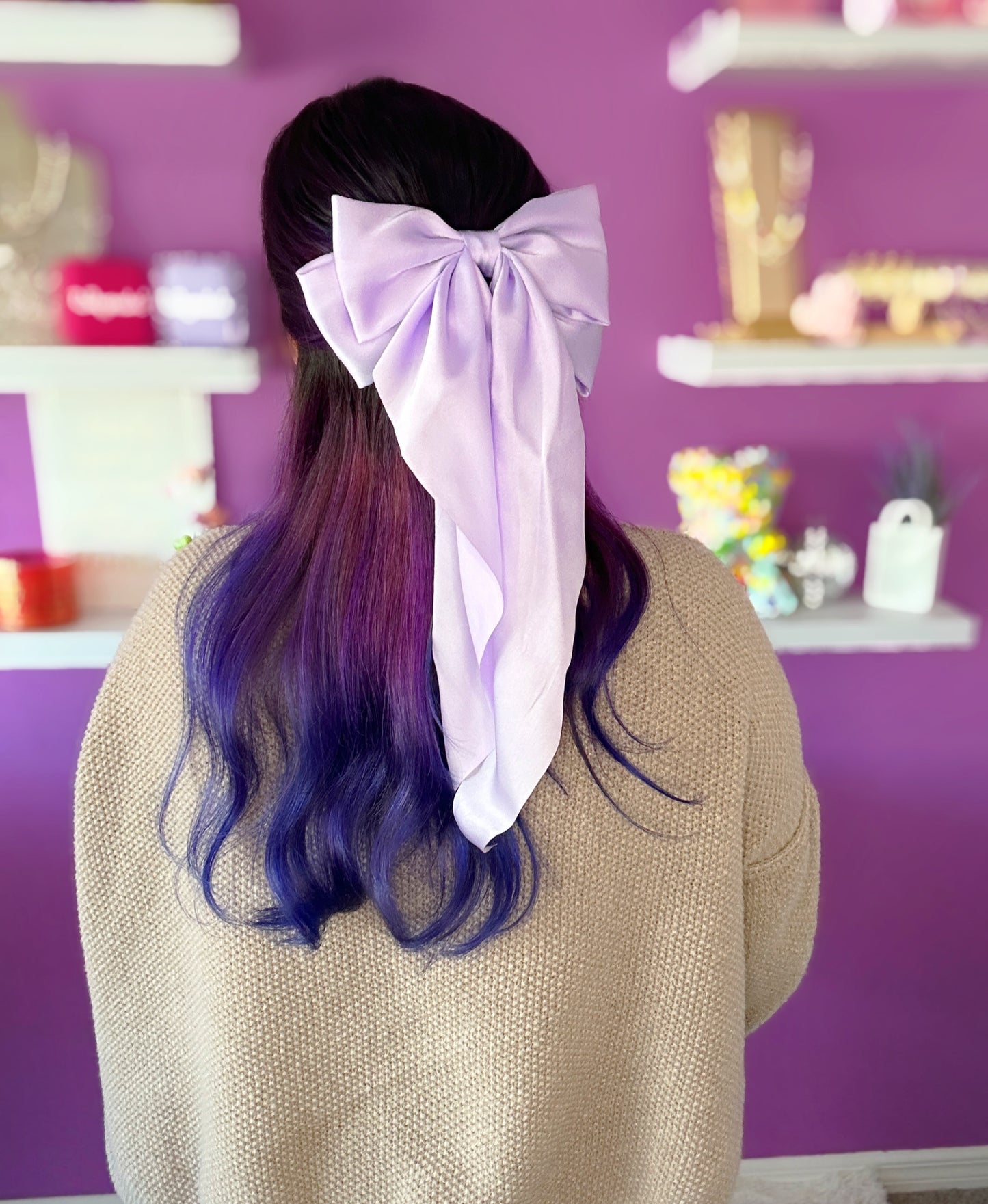 Satin Lavender Large Hair Clip Bow