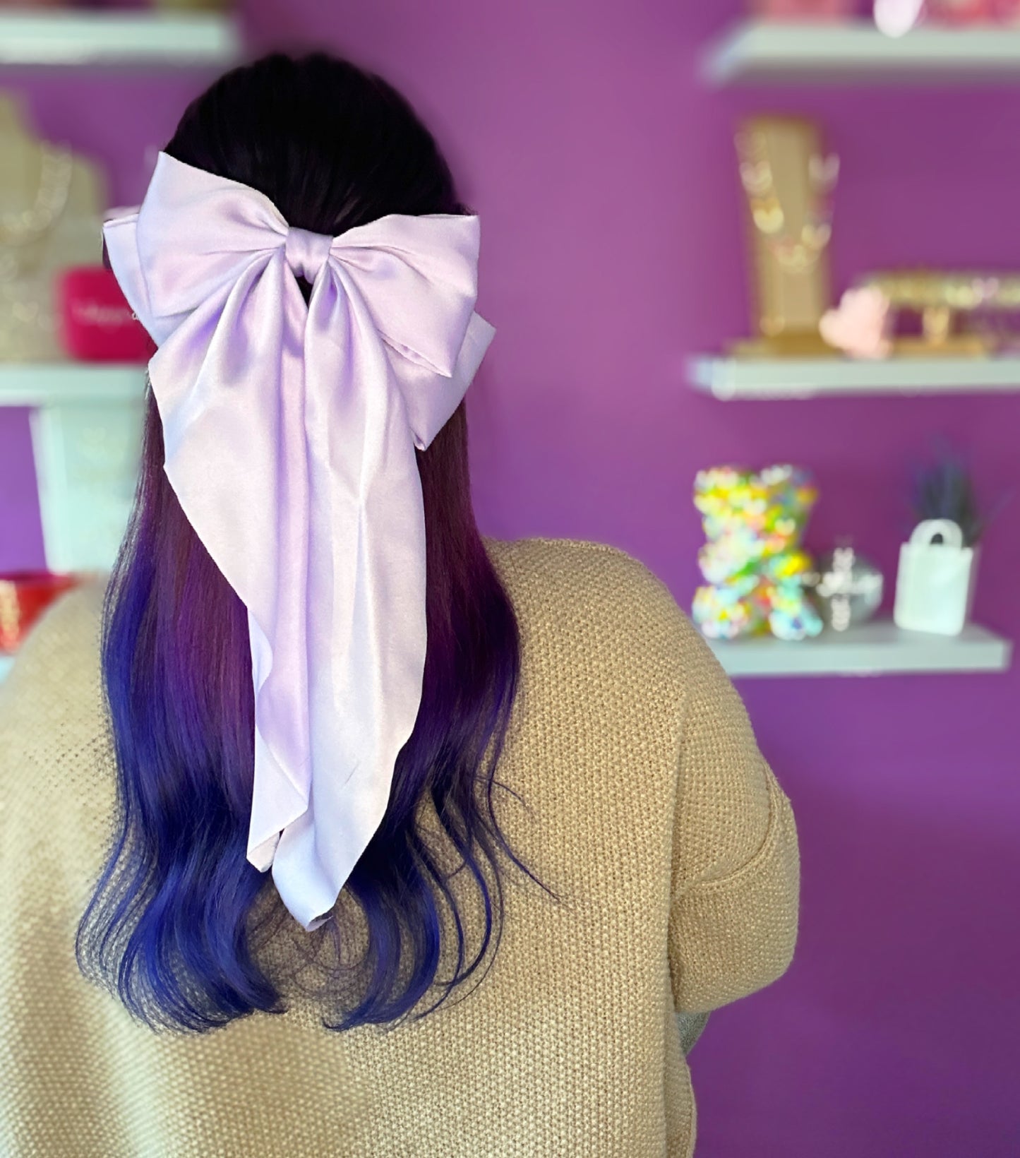 Satin Lavender Large Hair Clip Bow