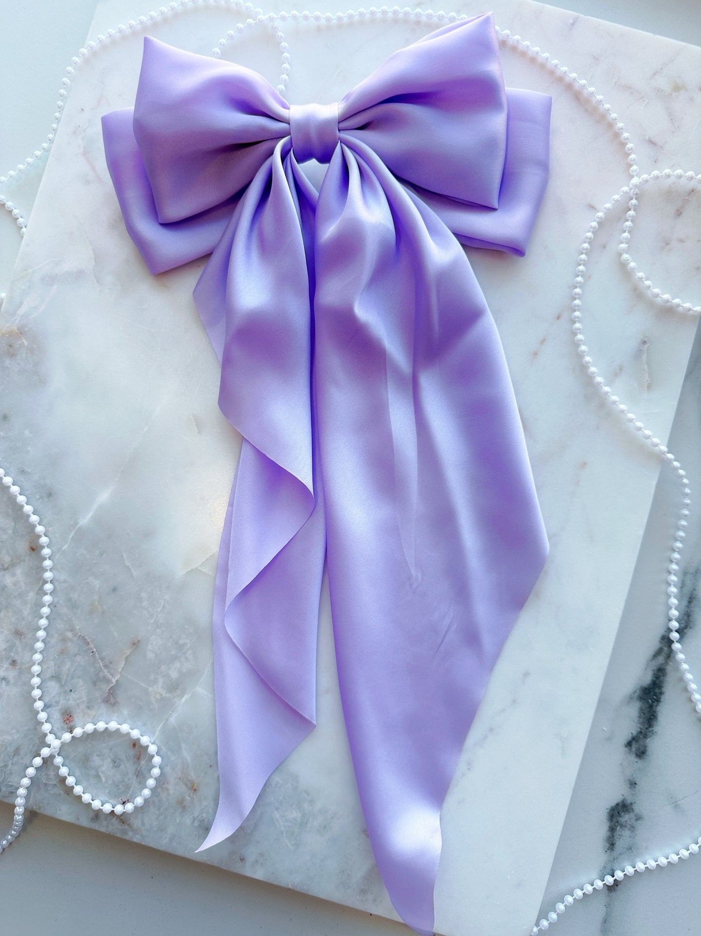 Satin Lavender Large Hair Clip Bow