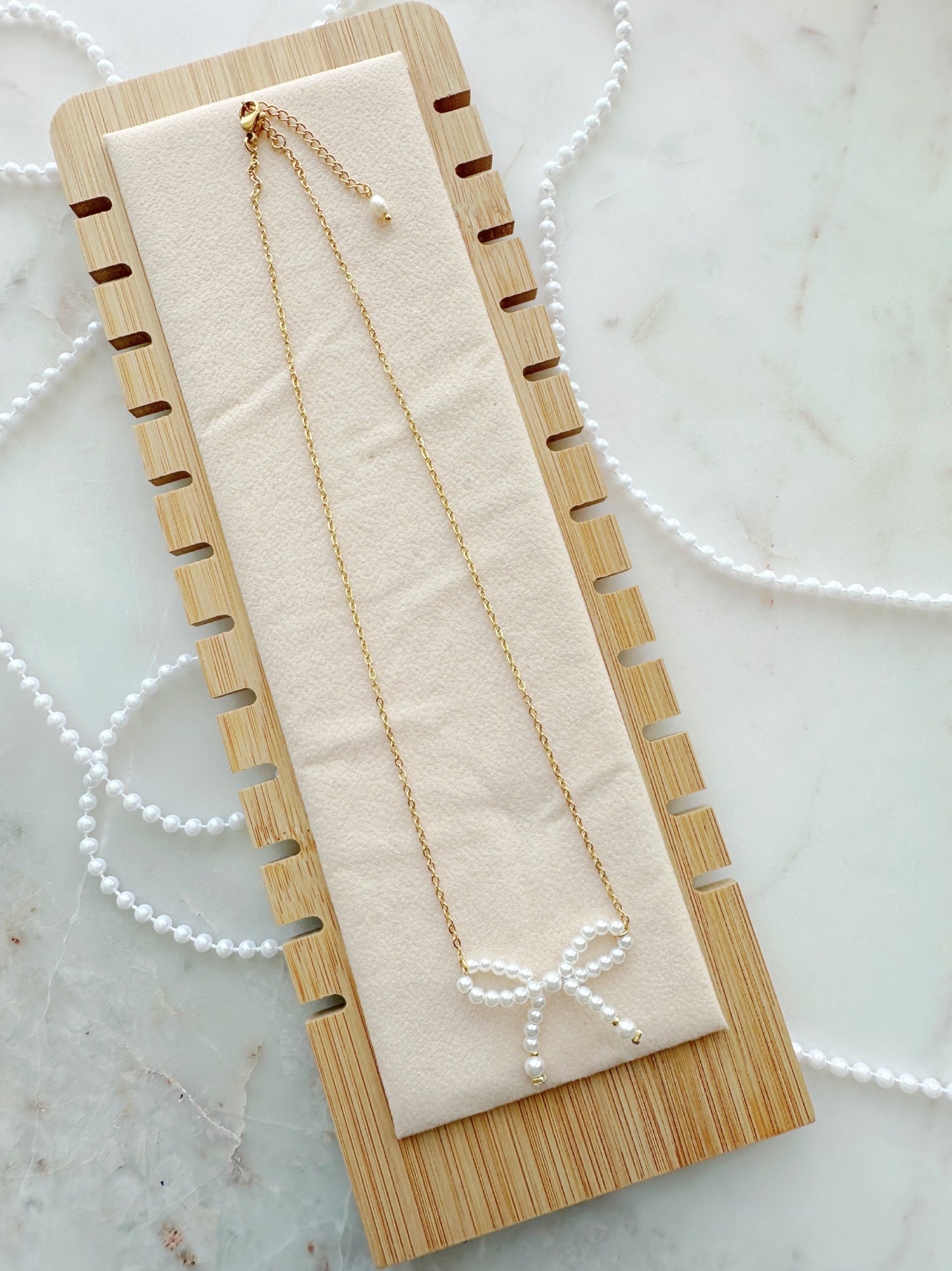 Pearls Bow Adjustable Necklace