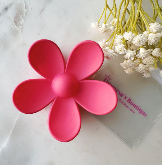 Pink Flower Claw Hair Clip