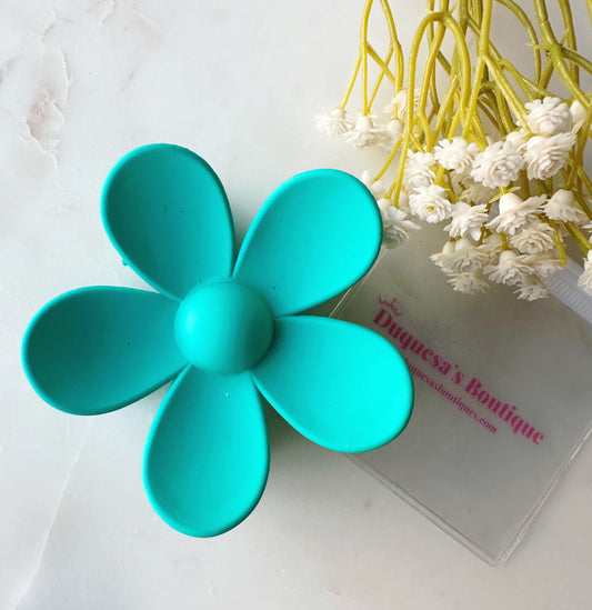 Turquoise Flower Claw Hair Clip