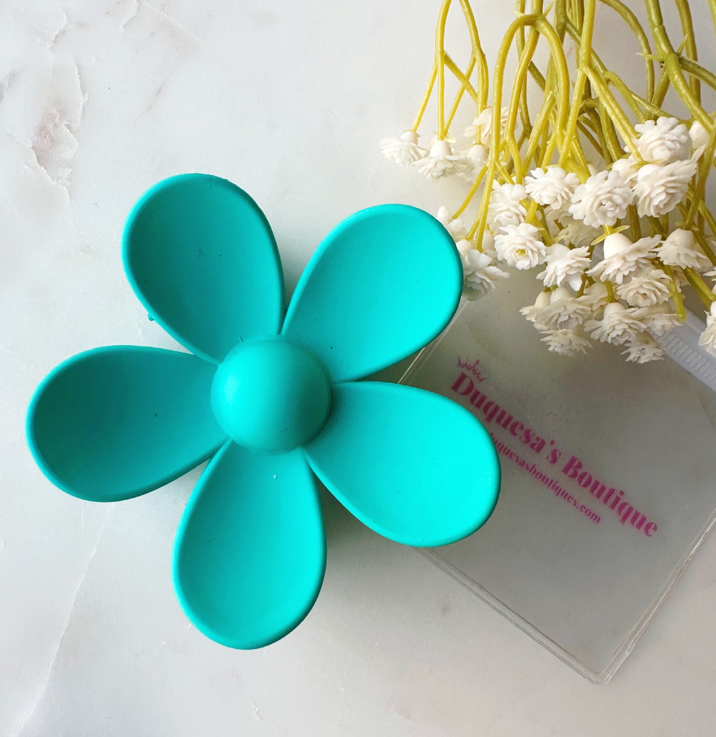 Turquoise Flower Claw Hair Clip