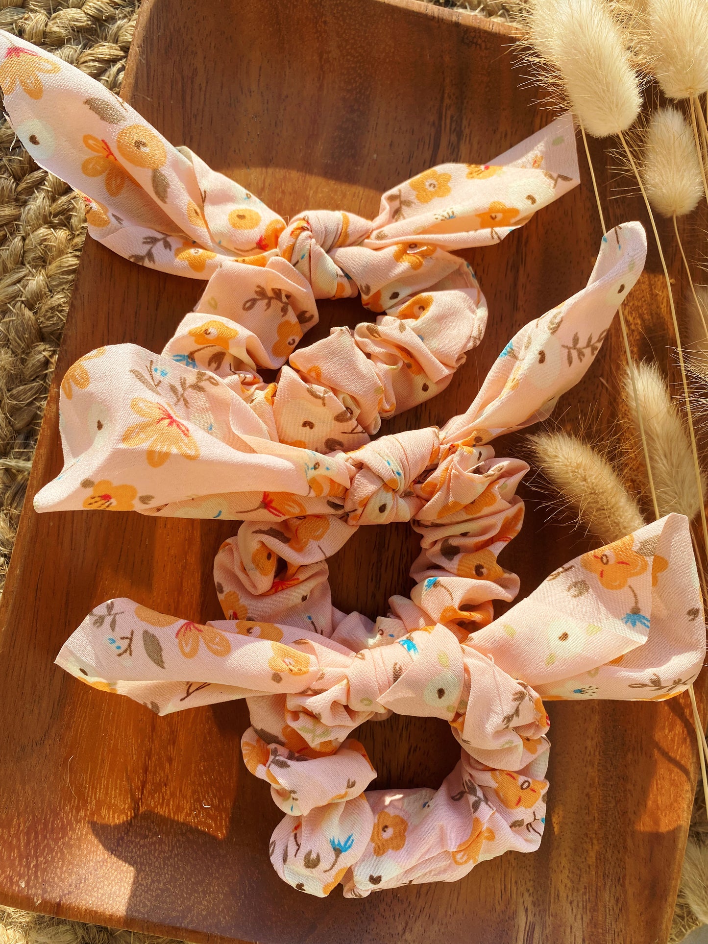 Peach Spring Bow Scrunchies