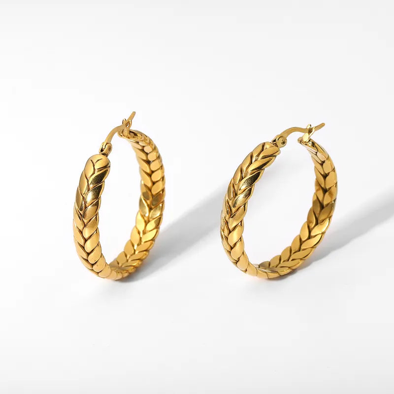 Anna Stainless Steel 18k Gold Plated Hoops